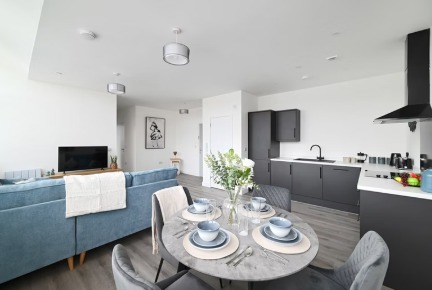 Open-plan living and kitchen area